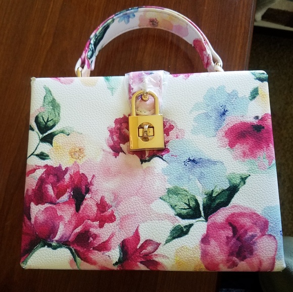 Vintage floral box hand bag - Picture 2 of 6